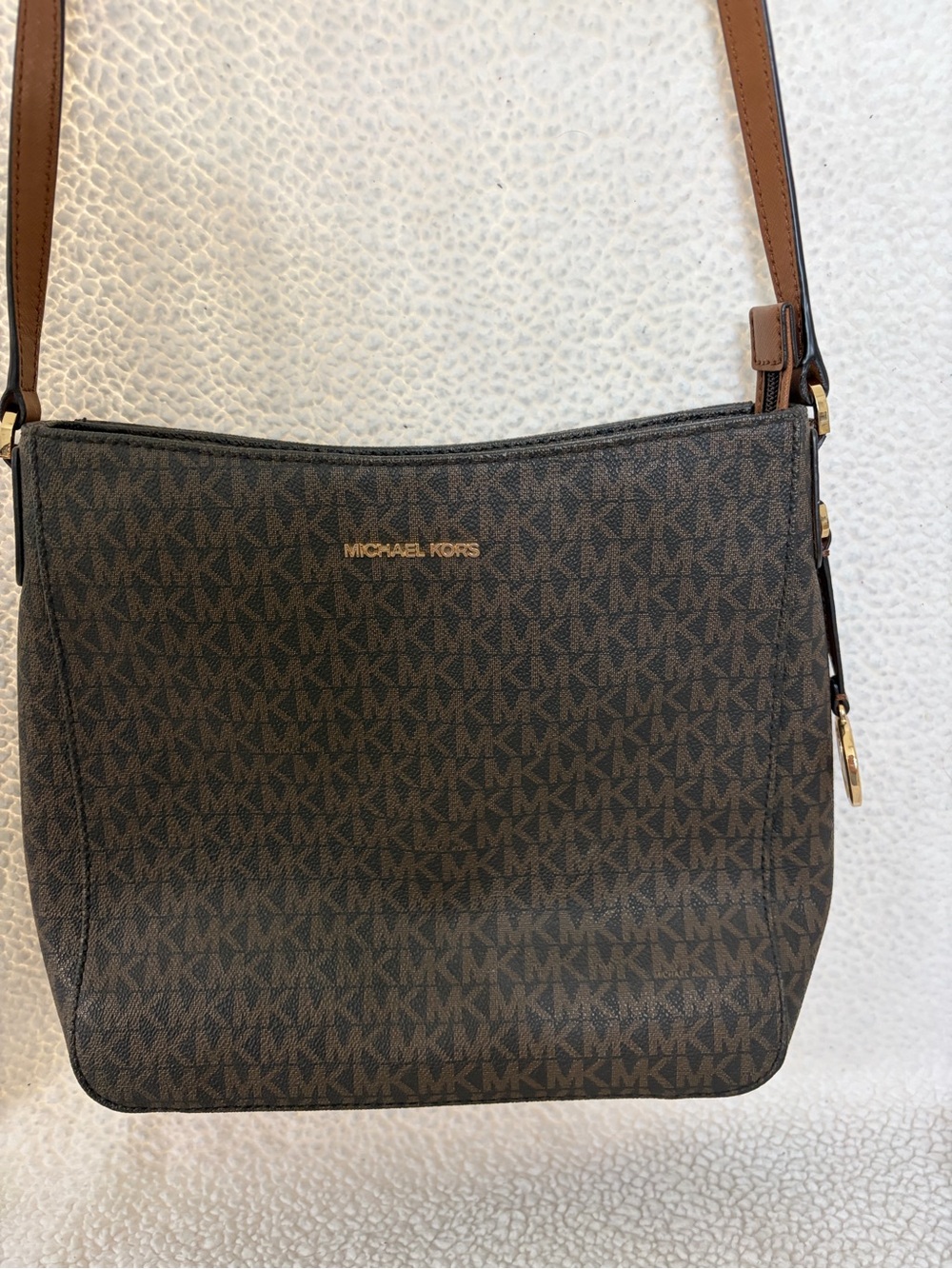 Michael Kors Brown and Tan Logo Crossbody Bag